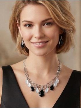 Rhinestone & Charms Infinity Necklace with Earring Set